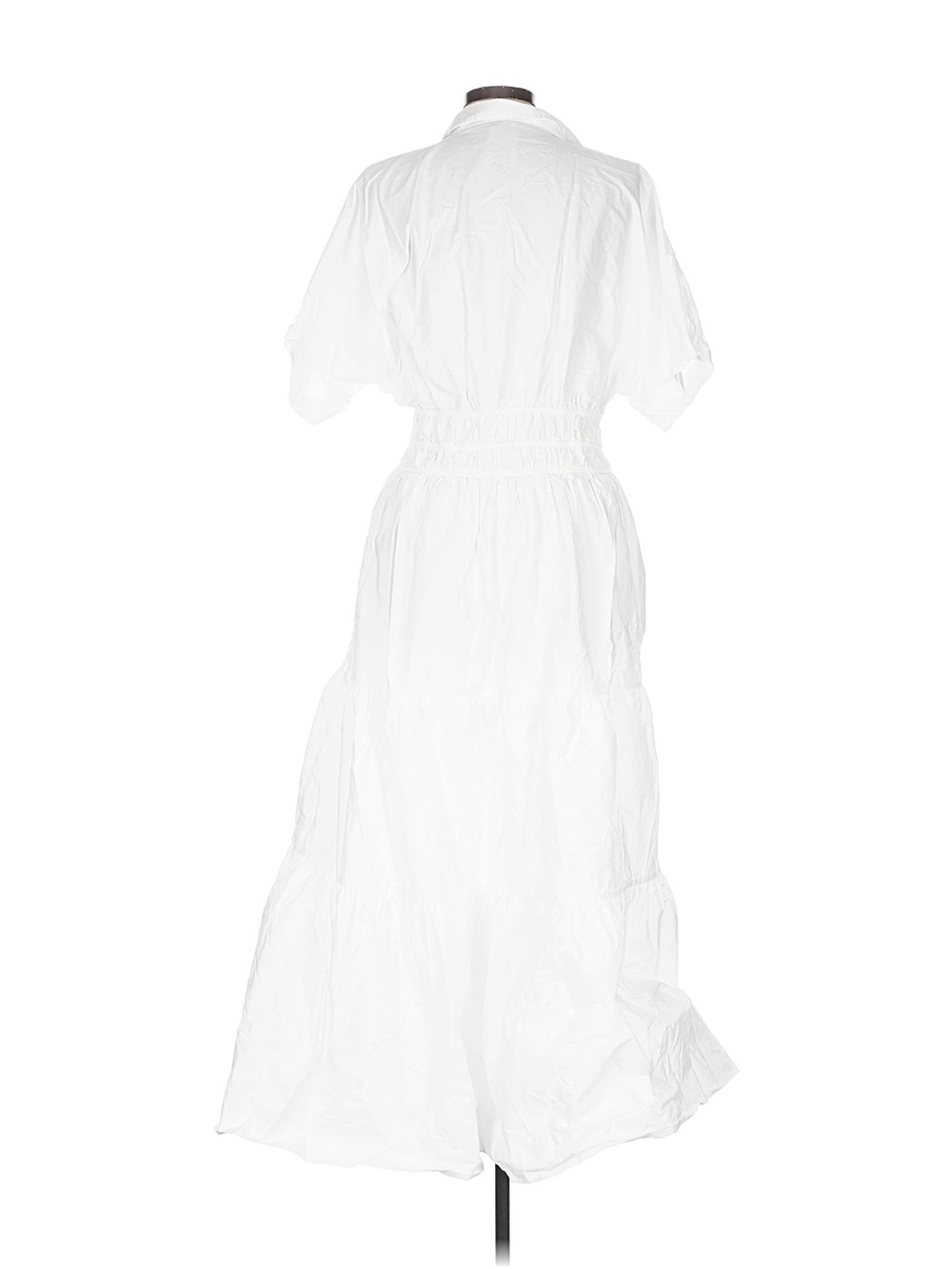 Anthropologie Somerset Maxi Shirtdress White Tiered Shirred-Waist Cotton size L - Picture 5 of 5